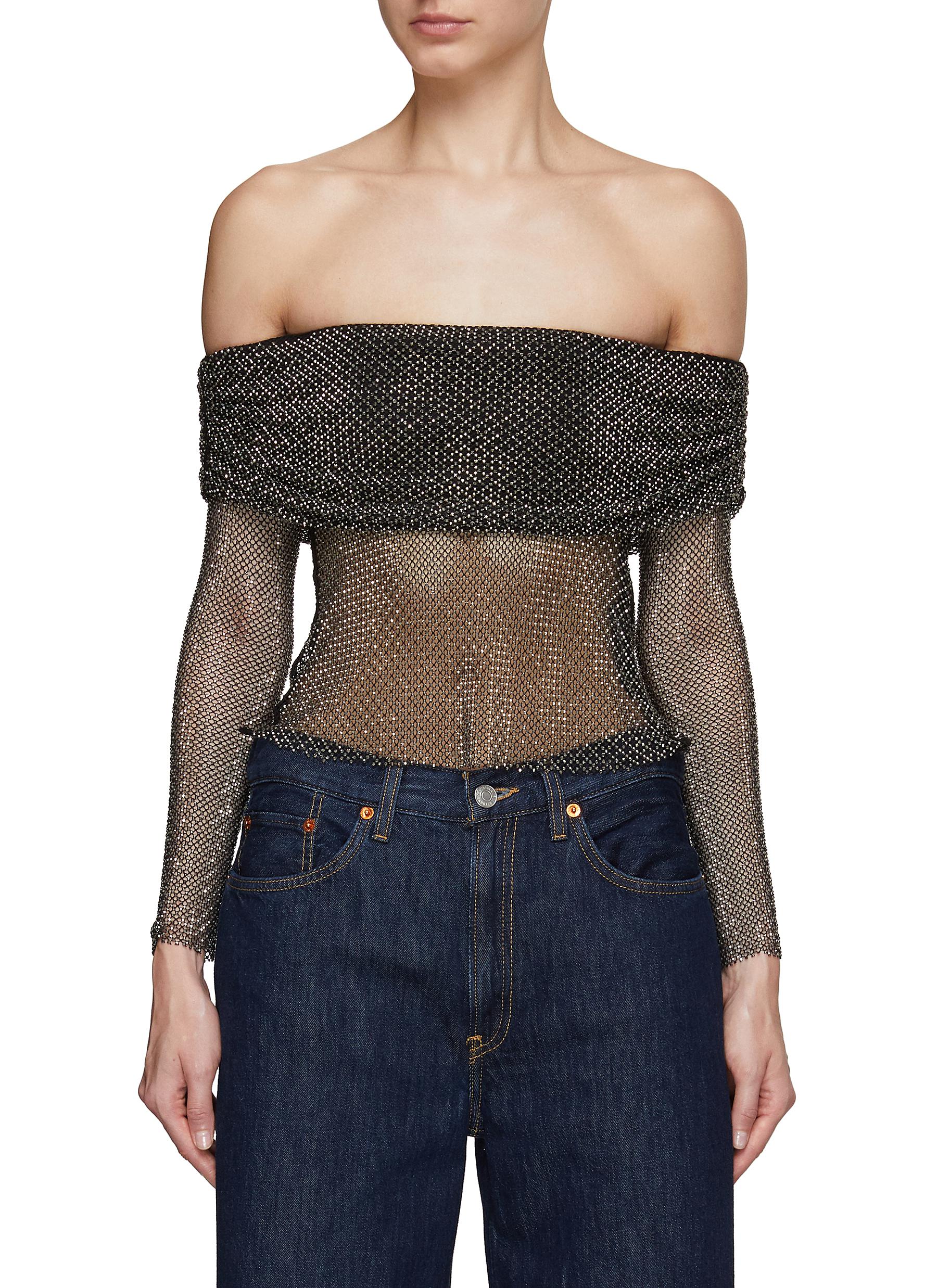 Fishnet diamante top clearance