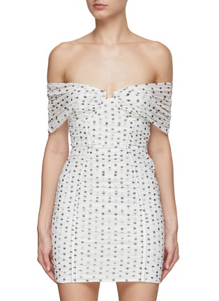 Main View - Click To Enlarge - SELF-PORTRAIT - Polka Dot Off Shoulder Mini Dress