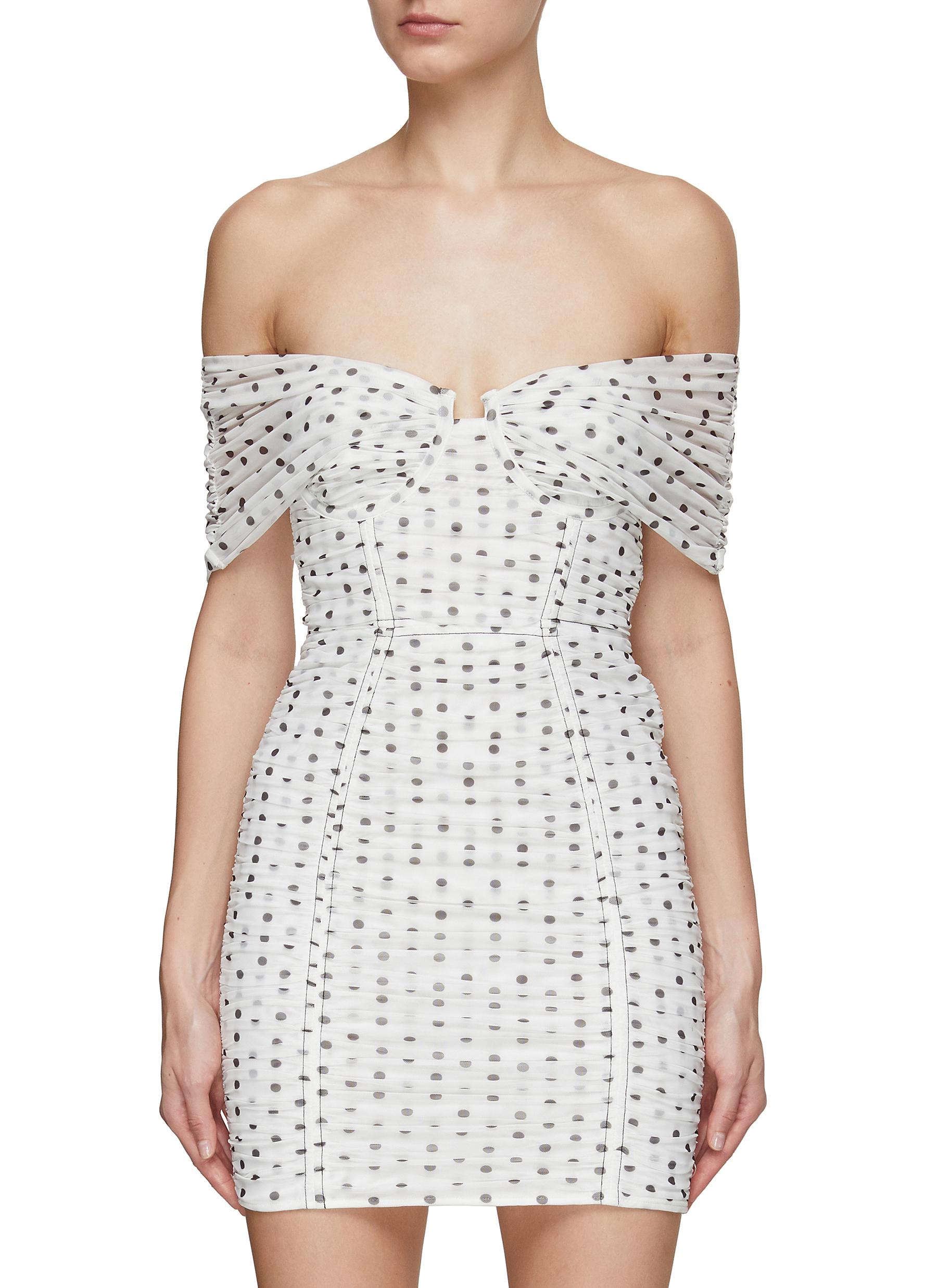 SELF PORTRAIT Polka Dot Off Shoulder Mini Dress Women Lane