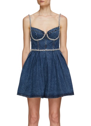 Main View - Click To Enlarge - SELF-PORTRAIT - Diamante Denim Mini Dress