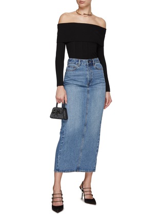 Figure View - Click To Enlarge - SELF-PORTRAIT - Off-Shoulder Ribbed Knit Top