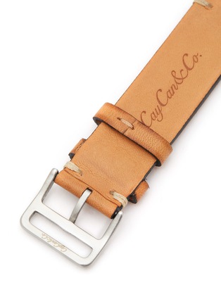 Detail View - Click To Enlarge - CUSTOM T. WATCH ATELIER - Brushed Steel Pin Buckle Leather Watch Strap