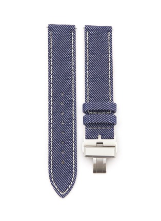 Main View - Click To Enlarge - CUSTOM T. WATCH ATELIER - Brushed Steel Butterfly Clasp Denim Watch Strap