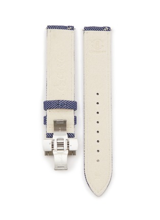 Figure View - Click To Enlarge - CUSTOM T. WATCH ATELIER - Brushed Steel Butterfly Clasp Denim Watch Strap