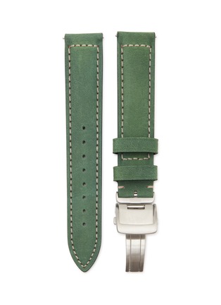 Main View - Click To Enlarge - CUSTOM T. WATCH ATELIER - Brushed Steel Deployant Clasp Leather Watch Strap