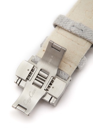 Detail View - Click To Enlarge - CUSTOM T. WATCH ATELIER - Brushed Steel Butterfly Clasp Fabric Watch Strap
