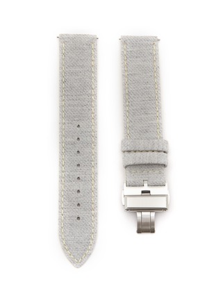 Main View - Click To Enlarge - CUSTOM T. WATCH ATELIER - Brushed Steel Butterfly Clasp Fabric Watch Strap