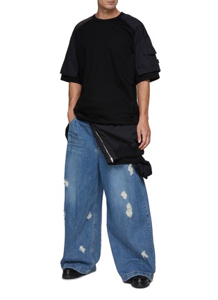 Figure View - Click To Enlarge - JUUN.J - Nylon Layered Cotton T-Shirt