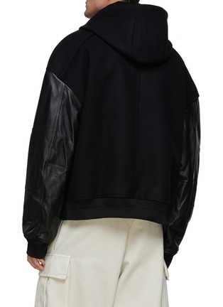 Back View - Click To Enlarge - JUUN.J - Leather Sleeve Hooded Jacket