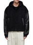 Main View - Click To Enlarge - JUUN.J - Leather Sleeve Hooded Jacket