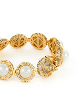 Detail View - Click To Enlarge - EDDIE BORGO - Pearl Crystal 12K Gold Plated Bracelet