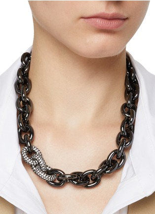 Figure View - Click To Enlarge - EDDIE BORGO - Crystal Silver Chain Necklace
