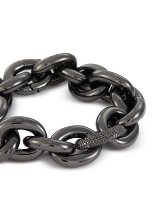 Detail View - Click To Enlarge - EDDIE BORGO - Blackened Silver-Plated Brass Crystal Chain Bracelet