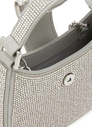 Detail View - Click To Enlarge - SELF-PORTRAIT - Micro Bow Crescent Rhinestone Hobo Bag