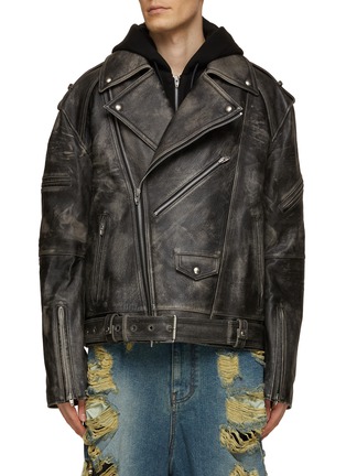 JUUN.J | Distressed Leather Biker Jacket