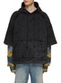 Main View - Click To Enlarge - JUUN.J - Washed Embroidered Hoodie With Layered Denim Sleeves