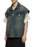Detail View - Click To Enlarge - JUUN.J - Leather Sleeve Denim Trucker Jacket