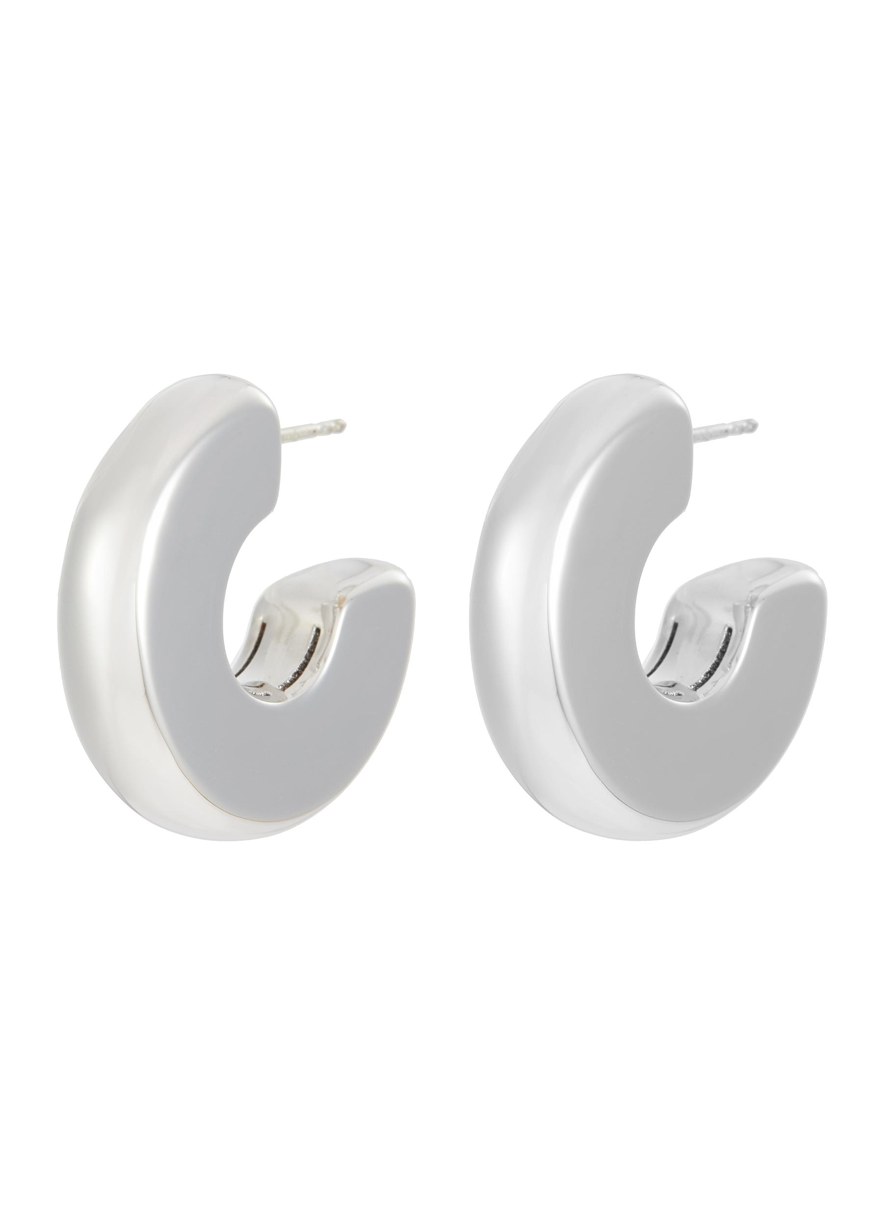 NUMBERING Medium Plated Brass Volume J-Hoop Earrings | Smart Closet