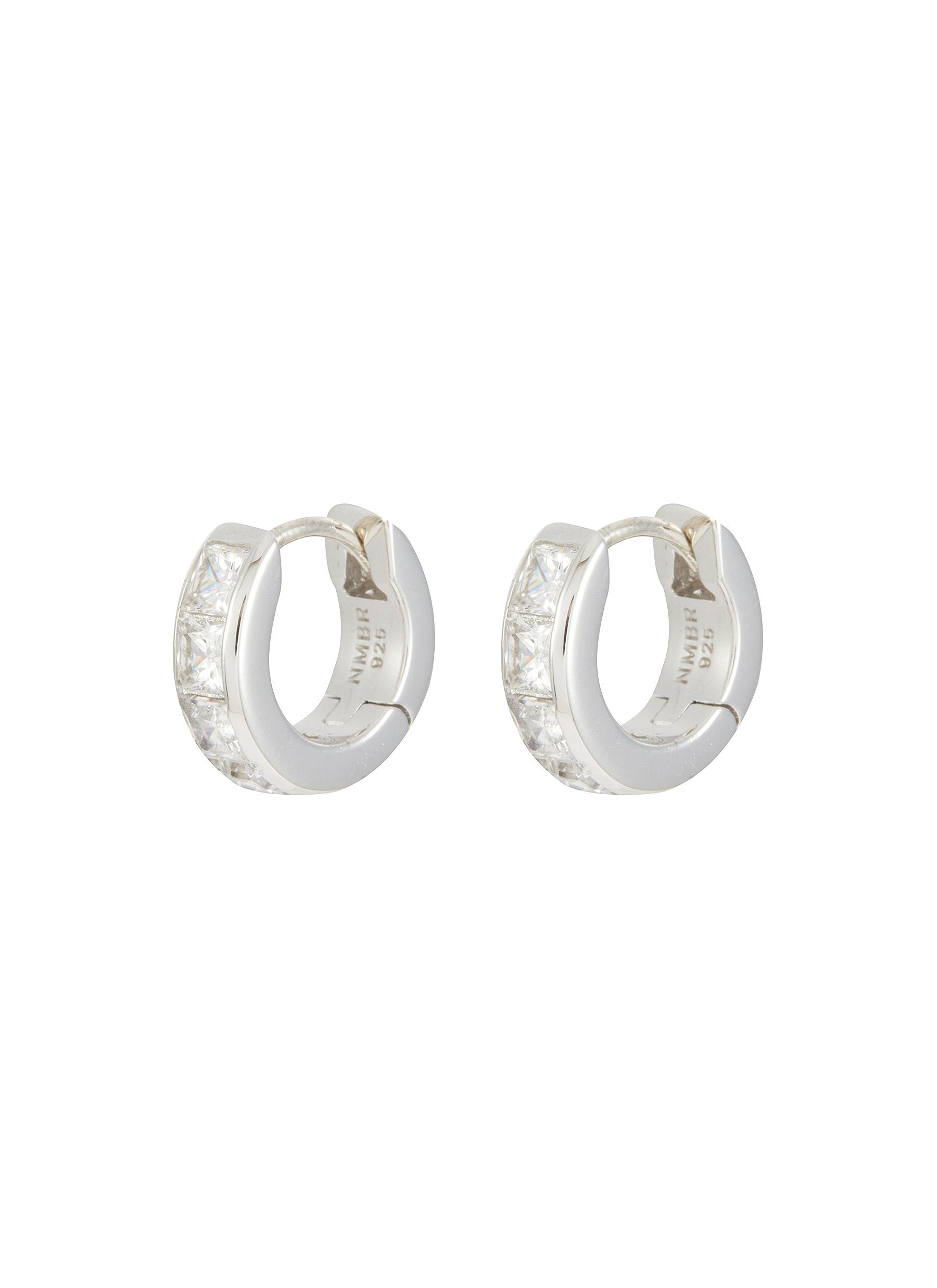 Small Zirconia Plated Silver Earrings