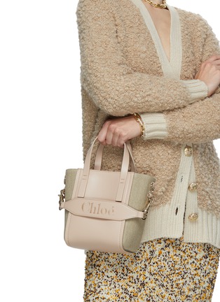 Front View - Click To Enlarge - CHLOÉ - Small Sense Leather Canvas Tote Bag