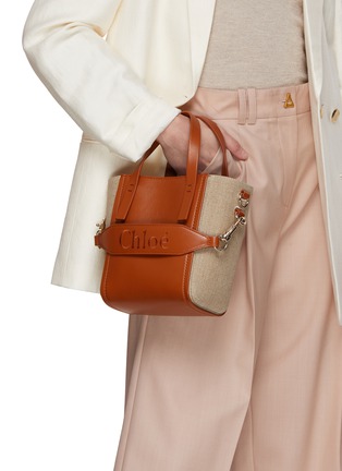 Front View - Click To Enlarge - CHLOÉ - Small Sense Leather Canvas Tote Bag