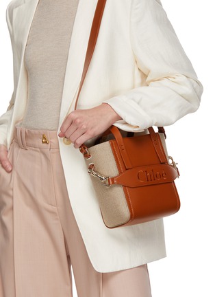 Figure View - Click To Enlarge - CHLOÉ - Small Sense Leather Canvas Tote Bag