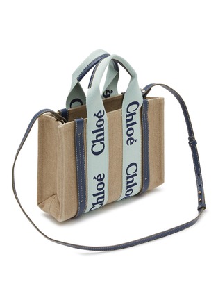 Detail View - Click To Enlarge - CHLOÉ - Small Woody Linen Canvas Tote Bag
