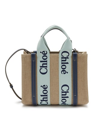 Main View - Click To Enlarge - CHLOÉ - Small Woody Linen Canvas Tote Bag