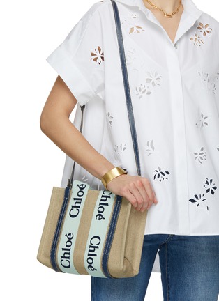 Figure View - Click To Enlarge - CHLOÉ - Small Woody Linen Canvas Tote Bag