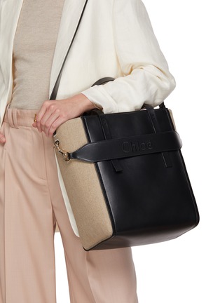 Front View - Click To Enlarge - CHLOÉ - Large Sense Leather Canvas Tote Bag