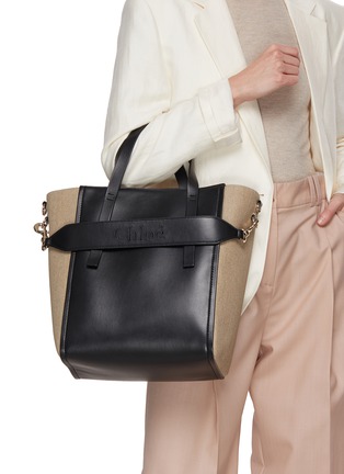 Figure View - Click To Enlarge - CHLOÉ - Large Sense Leather Canvas Tote Bag