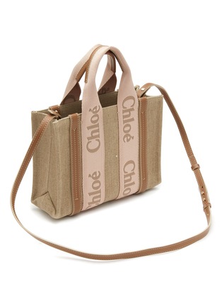Detail View - Click To Enlarge - CHLOÉ - Small Woody Linen Canvas Tote Bag