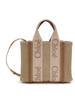 Main View - Click To Enlarge - CHLOÉ - Small Woody Linen Canvas Tote Bag