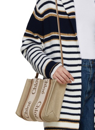 Figure View - Click To Enlarge - CHLOÉ - Small Woody Linen Canvas Tote Bag