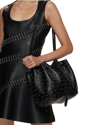 Front View - Click To Enlarge - ALAÏA - Rose Marie 25 Eyelet Wristlet Bag