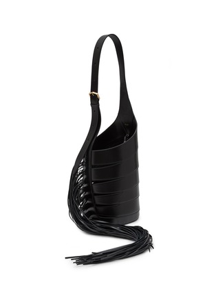 Detail View - Click To Enlarge - ALAÏA - Medium Babel Fringed Leather Bucket Bag