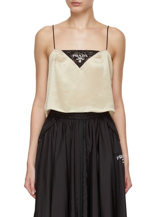 Main View - Click To Enlarge - PRADA - Logo Print Silk Cami Top