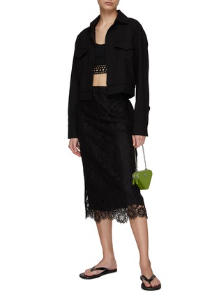 Figure View - Click To Enlarge - PRADA - Lace Midi Skirt