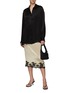 Figure View - Click To Enlarge - PRADA - Lace Hem Satin Midi Skirt