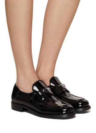 Figure View - Click To Enlarge - PRADA - Patent Leather Flat Loafers