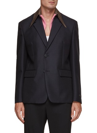 Main View - Click To Enlarge - PRADA - Collar Detail Single Breasted Notch Lapel Blazer