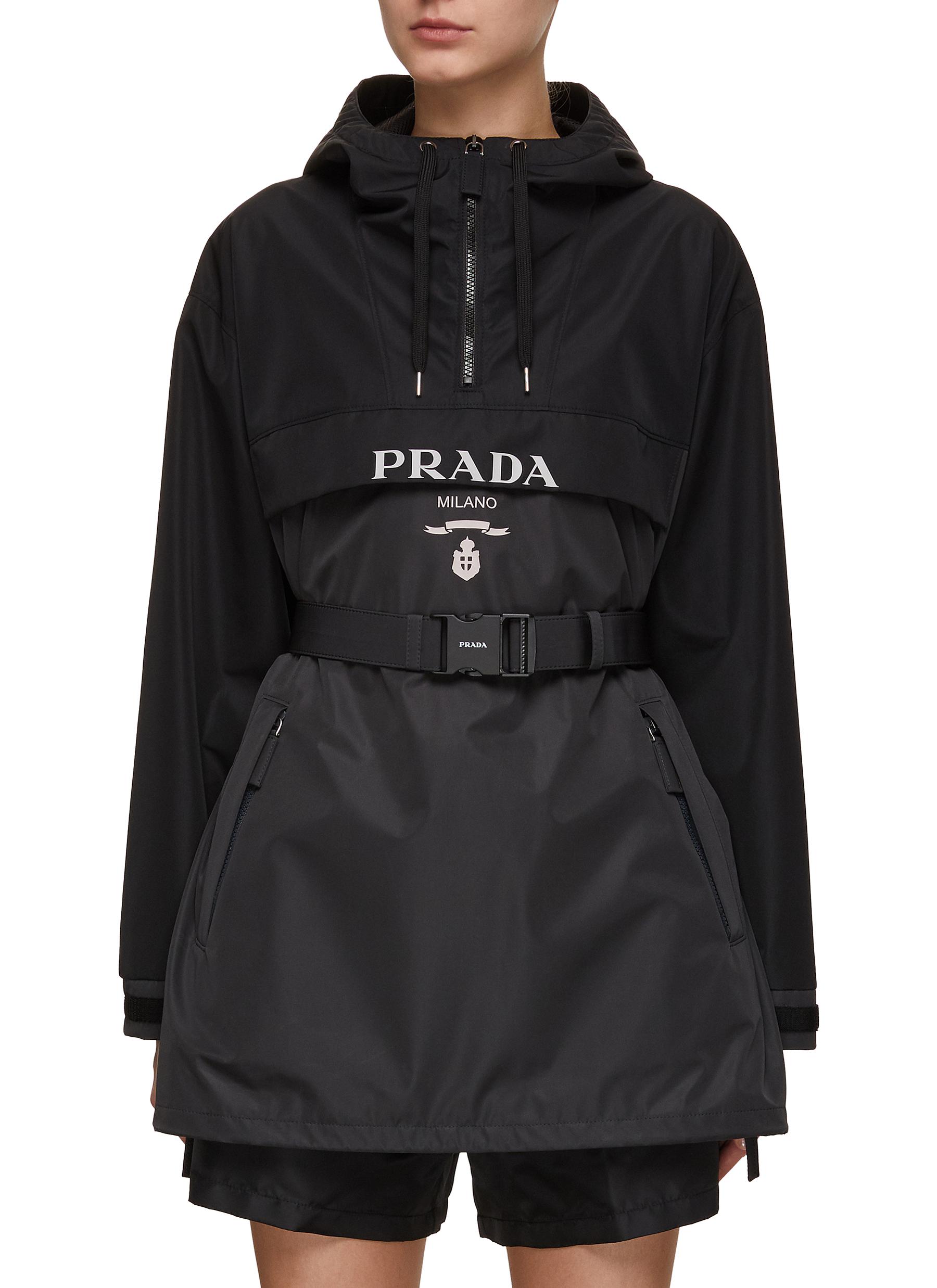 PRADA Hooded Belted Logo Anorak Jacket Women Lane Crawford