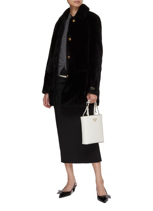 Figure View - Click To Enlarge - PRADA - Single Breasted Shearling Coat