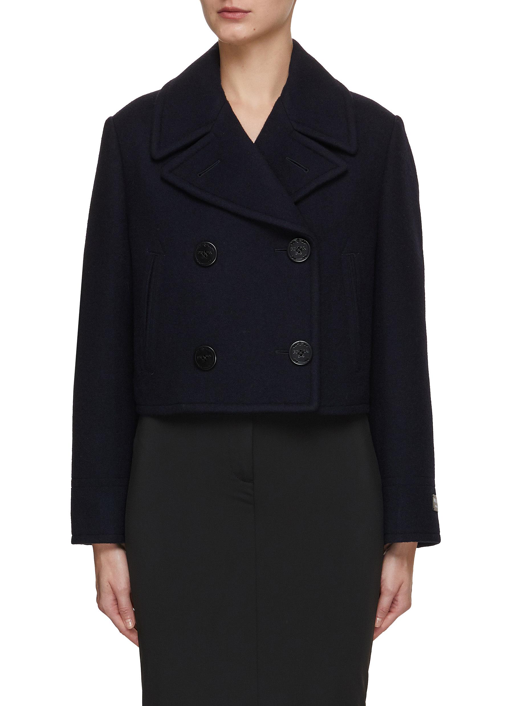PRADA Cropped Wool Peacoat Women Lane Crawford