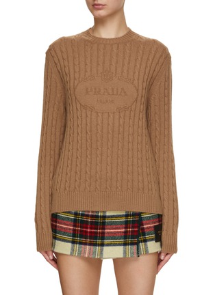 Main View - Click To Enlarge - PRADA - Logo Front Crew Neck Cashmere Pullover