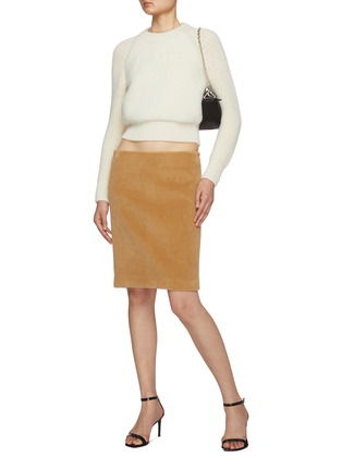 Figure View - Click To Enlarge - PRADA - Shearling Front Knit Sleeve Sweater