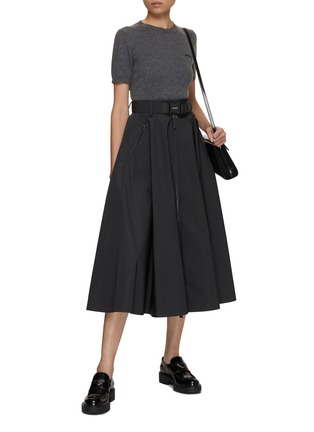 Figure View - Click To Enlarge - PRADA - Belted Technical Midi Skirt