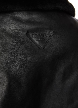  - PRADA - Shearling Collar Leather Bomber Jacket