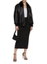 Figure View - Click To Enlarge - PRADA - Shearling Collar Leather Bomber Jacket