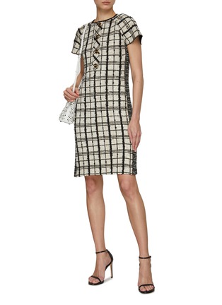 Figure View - Click To Enlarge - ST. JOHN - Plaid Slub Tweed Dress
